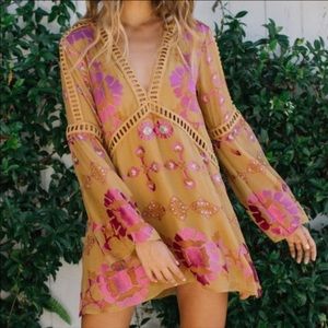 For Love & Lemons Barcelona Dress in Gold